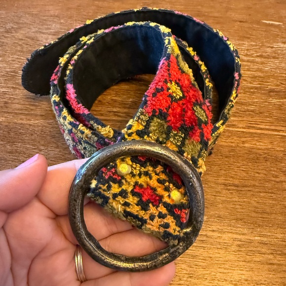 Multicolor Textile Patterned Belt - Picture 2 of 7